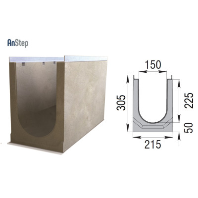 Бетонный лоток ЛВК М Light 150 № 15/0