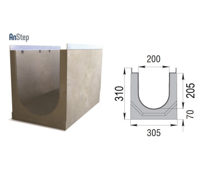 Лоток бетонный ЛВК М Light 200 № 0/0