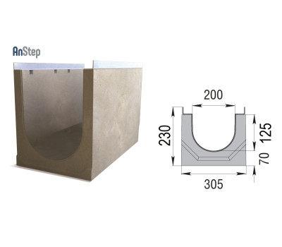 Лоток бетонный ЛВК М Light 200 № 0/05