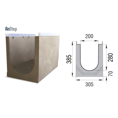 Лоток бетонный ЛВК М Light 200 № 15/0
