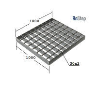 Решетчатый настил SP 34х38/30х2 Zn 1000х1000 мм